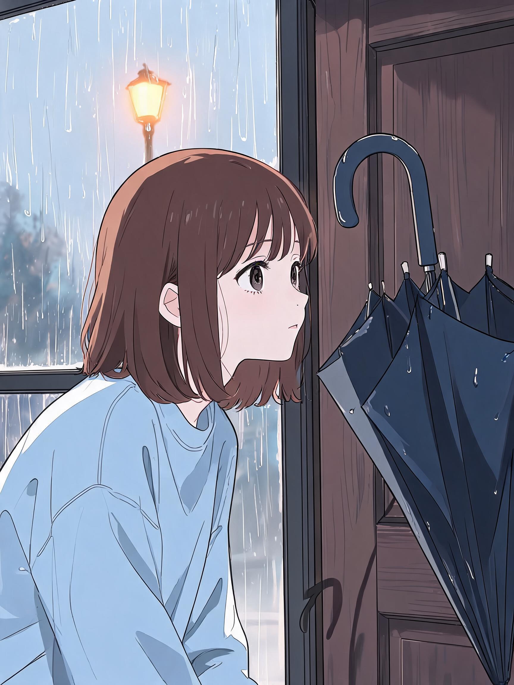 旧雨伞轻轻晃动,慢慢往门边挪了过去